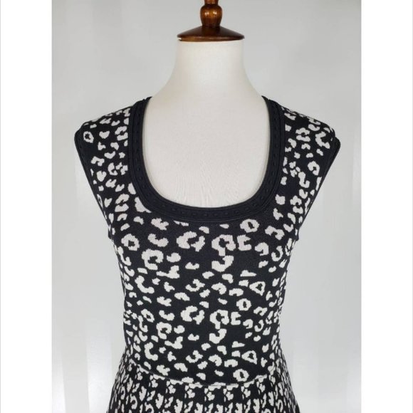 Rebecca Taylor Women Animal Print Round Neck Dress Black Sz S #102 - Picture 6 of 12
